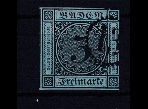 Ziffer 3 Kr. mit Uhrradstempel 13 (= Bischofsheim a.T.)