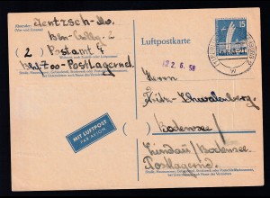 Berliner Bauten II 15 Pfg. Luftpostkarte ab Berlin-Charlottenburg 06.6.58 nach Lindau/Bodensee