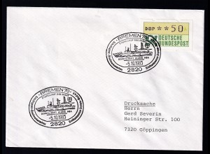 BREMEN 70 2820 Schiffspost-Briefmarkenschau Briefmarkenverein Bremen-Nord e.V. STAPELLAUF 