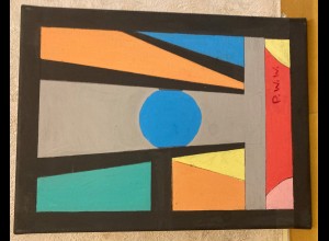"Wege zum Erfolg", abstraktes Gemälde auf Leinwand mit Keilrahmen, Maße 300x400 mm, Kubismus,