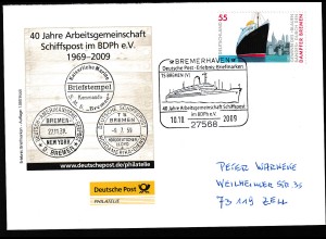 BREMERHAVEN 27568 Deutsche Post-Erlebnis Briefmarken TS BREMEN (V) 40 Jahre 