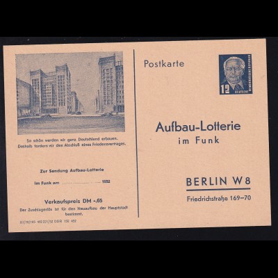 Wilhem Pieck 12 Pfg. Funklotterie-Postkarte