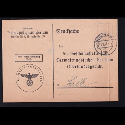 Dienstpostkarte des Reichsjustizministerium