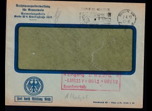Dienstbrief der Reichsmoniopolverwaltung für Branntwein Verwertungsstelle Berlin
