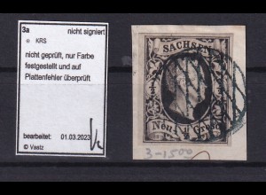 König Friedrich August II ½ Ngr. auf Briefstück mit Vollgitterstempel