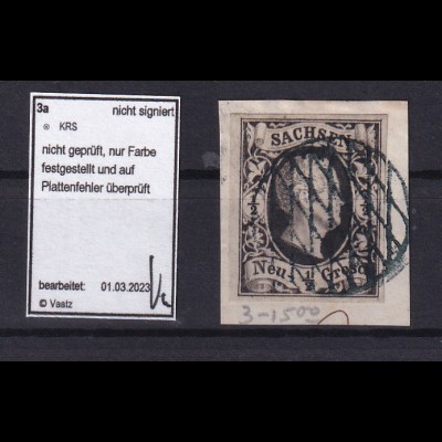 König Friedrich August II ½ Ngr. auf Briefstück mit Vollgitterstempel