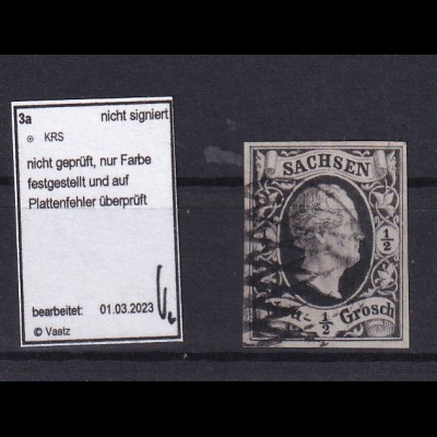 König Friedrich August II ½ Ngr. mit Vollgitterstempel