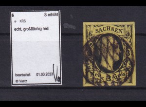 König Friedrich August II 3 Ngr. mit Vollgitterstempel, 1 großflächig hell, gepr. Vaatz BPP
