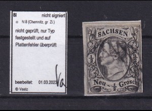 König Johann I ½ Ngr. mit Nummernstempel 8 (= Chemnitz) 