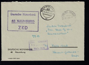 R3 Deutsche Notenbank 48 NAUMBURG ZKD auf Brief, Brief dreiseitig geöffnet