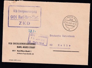 R3 VEB Energieversorgung 901 Karl-Marx-Stadt ZKD auf Brief, Brief dreiseitig geöffnet