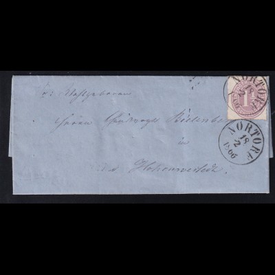 Ziffer 1¼ S auf Brief mit K1 NORTORF 18.2.1866 nach Hohenwestedt