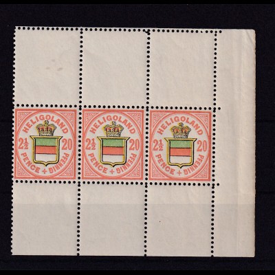 Wappen 2½ P/ Pfg. Dreierstreifen mit Ober- unter- und Seitenrand rechts (Bogenteiol), 