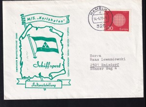 Ost. Hameln 14.5.70 + Cachets MS Karlshafen auf Brief