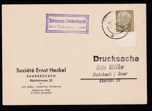 Theodor Heuss 5 F. auf Sammler-Postkarte (Ernst Heckel) aus Steinberg-Deckenhardt über 