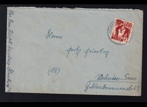 Freimarke 24 Pfg. auf Brief ab Homburg (Saar) 23.7.47 nach Wehrden-Saar 