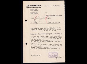 Firmenrechnung "Anton Wingen Jr." Fabrik feiner Stahlwaren Solingen 1934, Aktenlochung