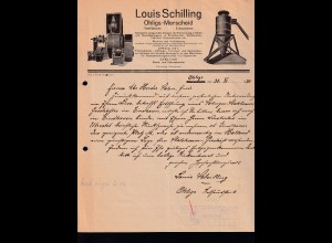 Firmenrechnung "Louis Schilling Ohligs-Merscheid" Ventilatoren Exhaustoren, 1930, Aktenlochung