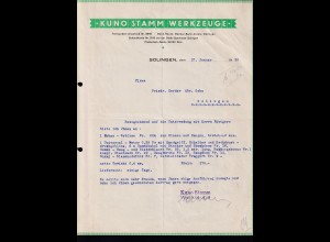 Firmenrechnung "Kuno Stamm" Werkzeuge, solingen 1930, Aktenlochung