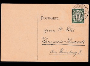 Wappen 10 Pfg. auf Postkarte abh Danzig-Oliva 30.4.30 nach Wernigerode-Hasserode